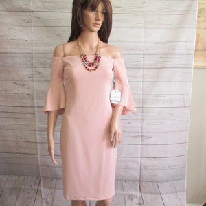 NWT - LAUNDRY by Shelli Segal Blush off the shoulder dress - sz 10 - MSRP 295.00